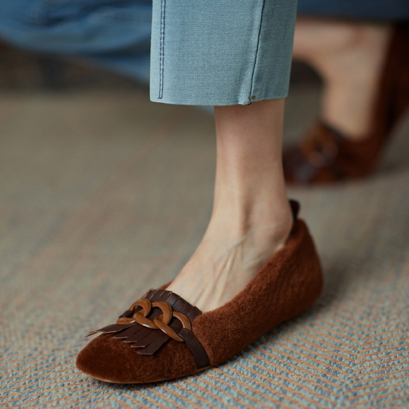 

2020 Fashions New Spring, Autumn, Thick-heeled Office Wool Ladies Casual Shoes, Women's Shoes. Bcn1, Brown