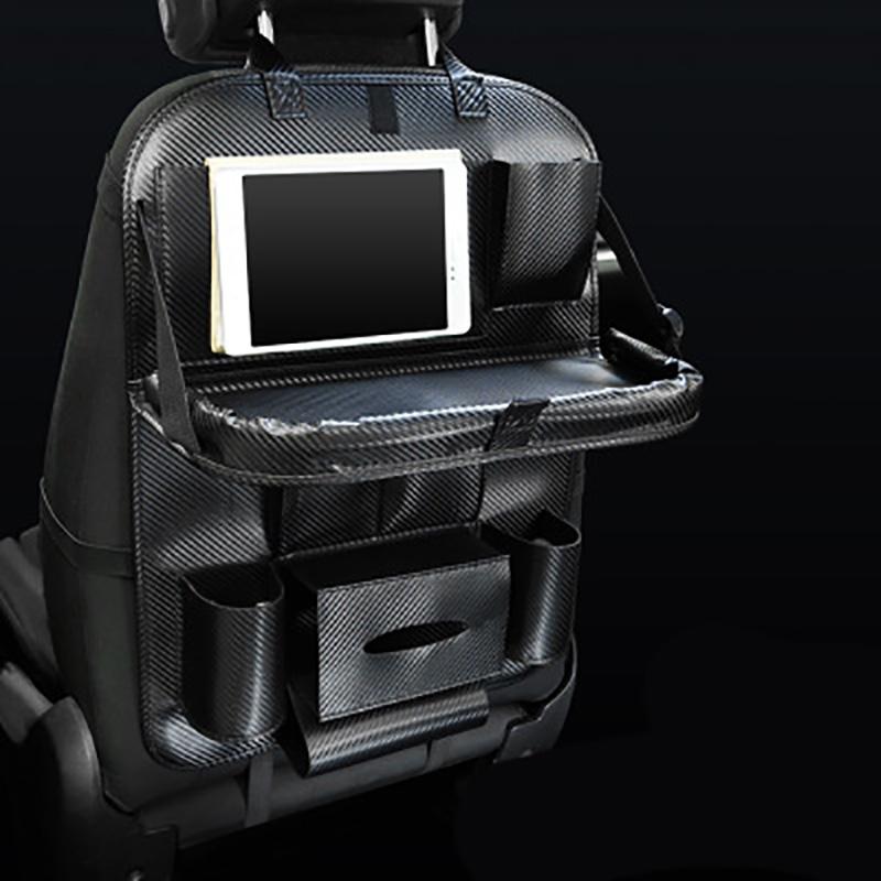

Carbon Leather Car Back Seat Organizer Pocket Folding Backseat Hanging holder Storage Bags Car Tissue Bag Auto Organizador Black