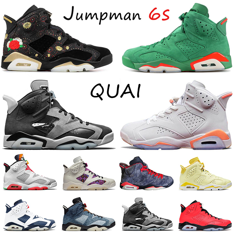 

2021 NEW Mens Basketball Shoes 6s Hare jumpman 6 Quai 54 Cactus Jack Denim Fire Red Outdoors DMP Sports trainers sneakers size 13, C22