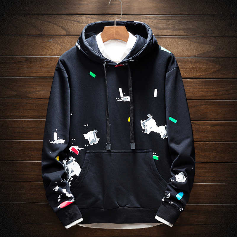 

Men's Hoodies Men Print Sweatshirts 2019 Casual Streetwear Harajuku Hip Hop Fashion Black Hoodie Men Sweatshirt Male