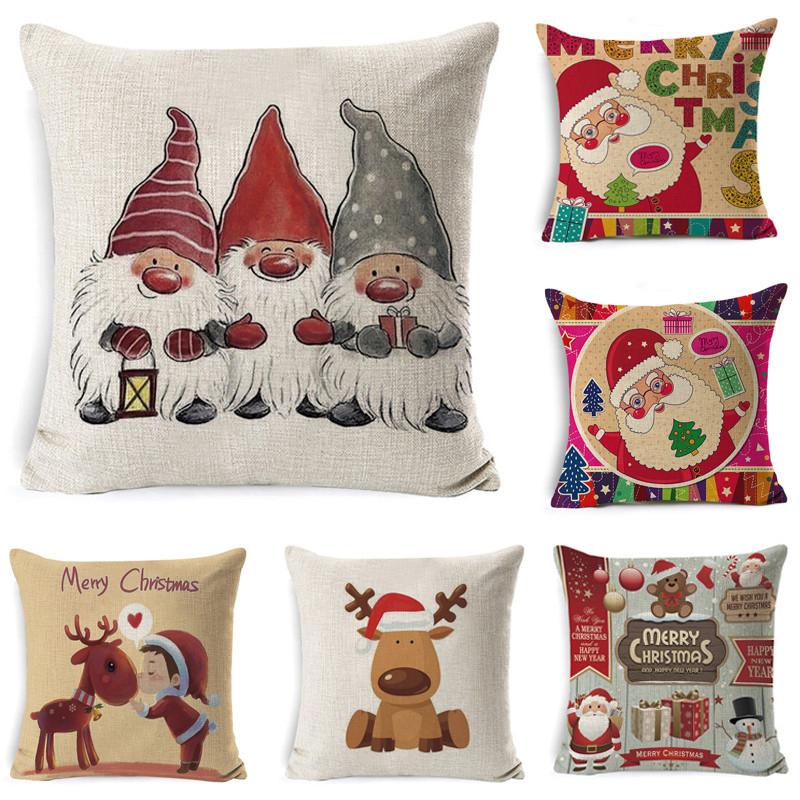 

Christmas Pillow Case Santa Cotton Linen Sofa Car Throw Cushion Cover Home Decor New Pillow Cover Housse De Coussin Pillowcases, 03