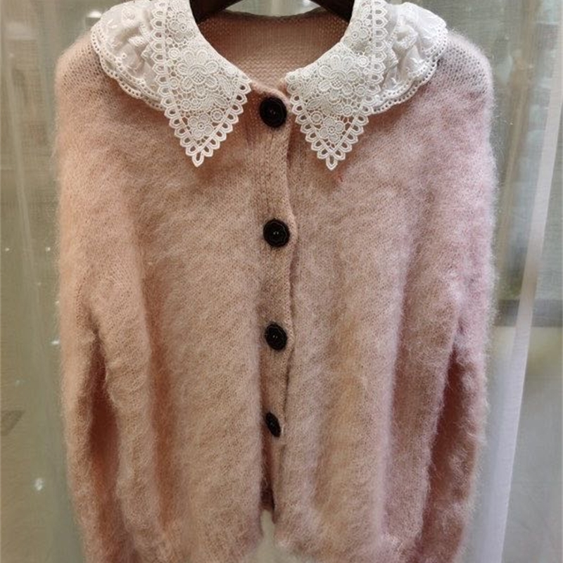 

2021 Cardigan Female Fashion Sweaters Winter Luxury Single European Design Breasted Girly-style White/pink Nightgown Party F0g6
