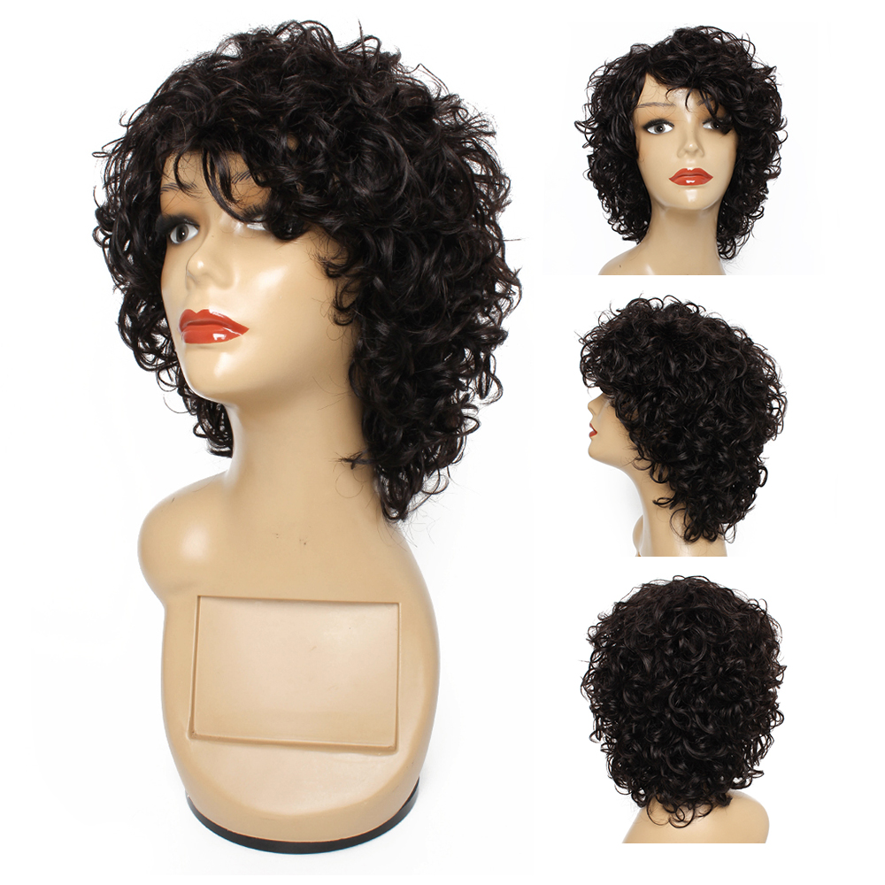 

Kisshair Natural Color Wavy Hair Capless Wig Brazilian Human Hair Wigs Black Non-Remy Full Machine Made Glueless Wigs for Women