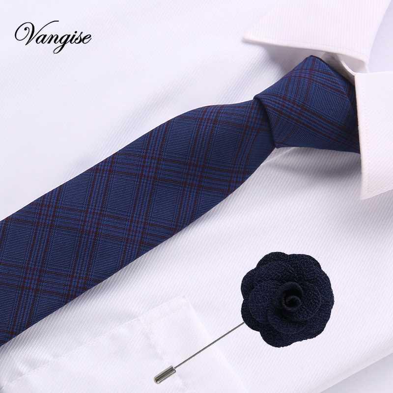 

2020 blue cotton Ties for Men striped/plaid 6.5cm Men's Neckties& pin a set Wedding Suit Neck Tie Red Black White Gravatas1