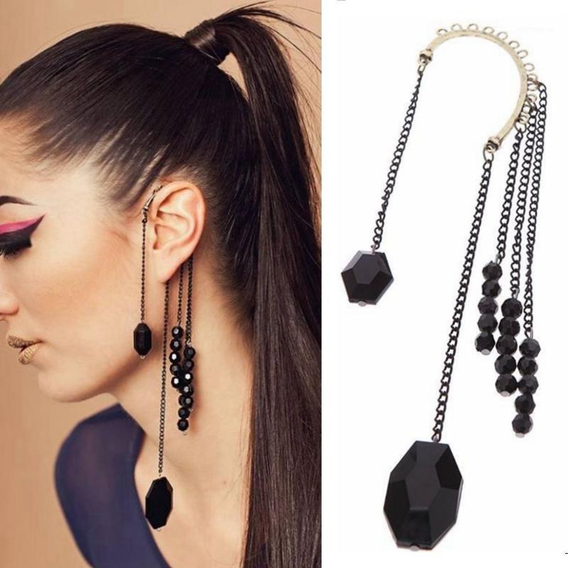 

Hot European big name design retro exaggerated black crystal beads without ear tassel hanging earrings1