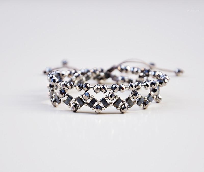 

grey tila seed beads grey crystal bracelet for woman1