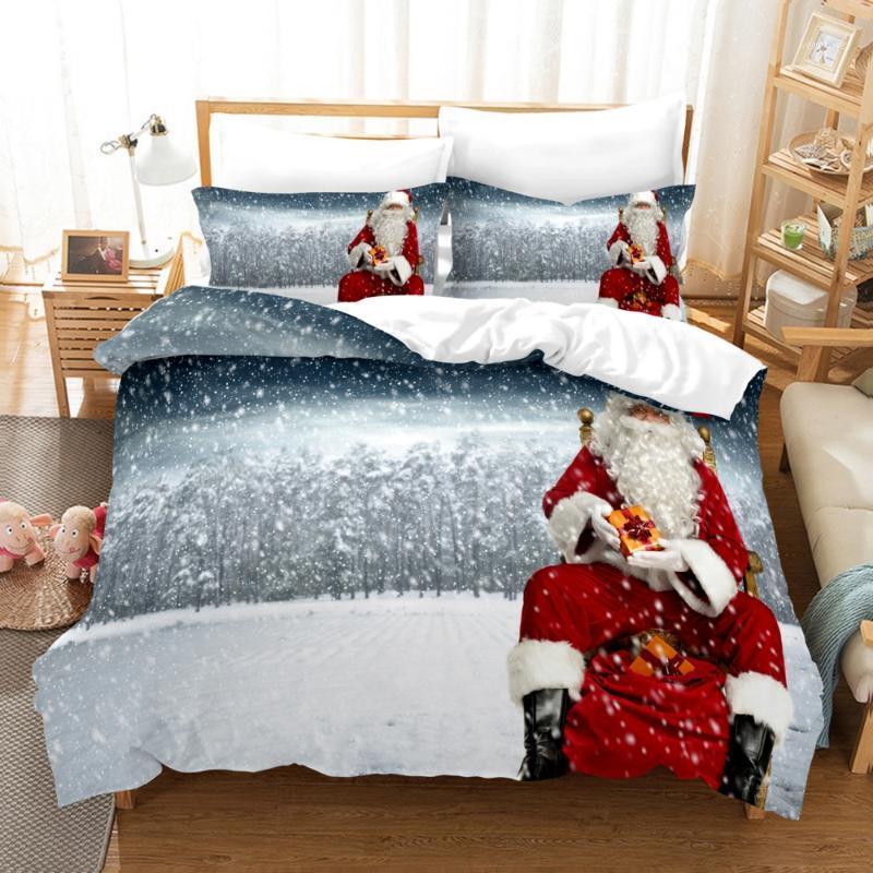 

Cartoon 3D Printed Pillowcases Bedding Set Queen King Size Dropshipping Boy gift Merry Christmas Happy New Year Santa Claus1