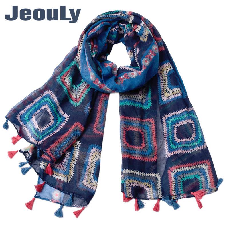 

2021 The European And American Encryption Voile Scarf Plaid Printed Tassel National Wind Muslim Wholesale Scarves