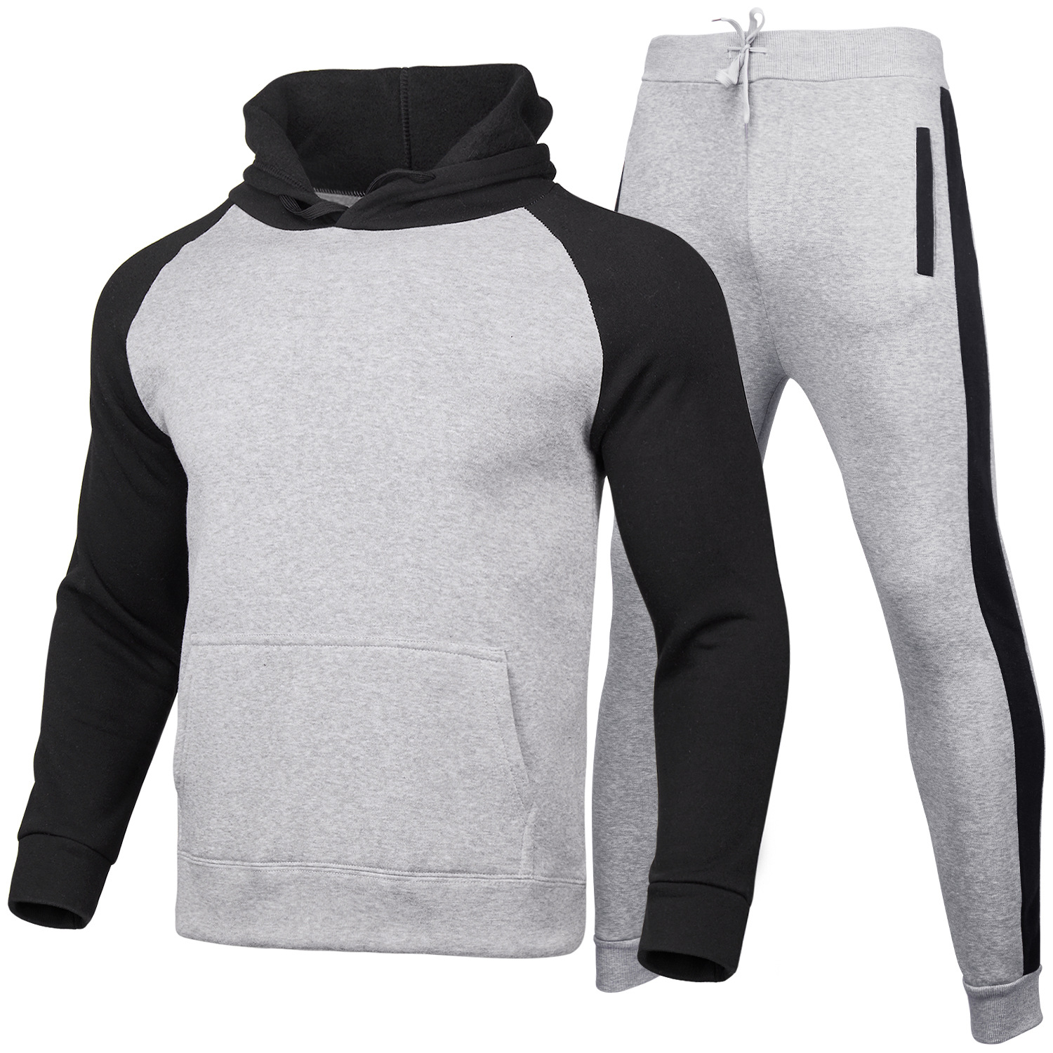 

Men's Solid color Tracksuit 2 sets of new fashion jacket sportswear men's sweatpants hoodies spring and autumn brand hoodies pants, Yellow
