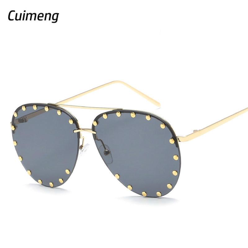 

Luxury Aviation Sunglasses Women Rivets Oversized Gradient Shades Sun Glasses Men High Quality Brand Designer vintage