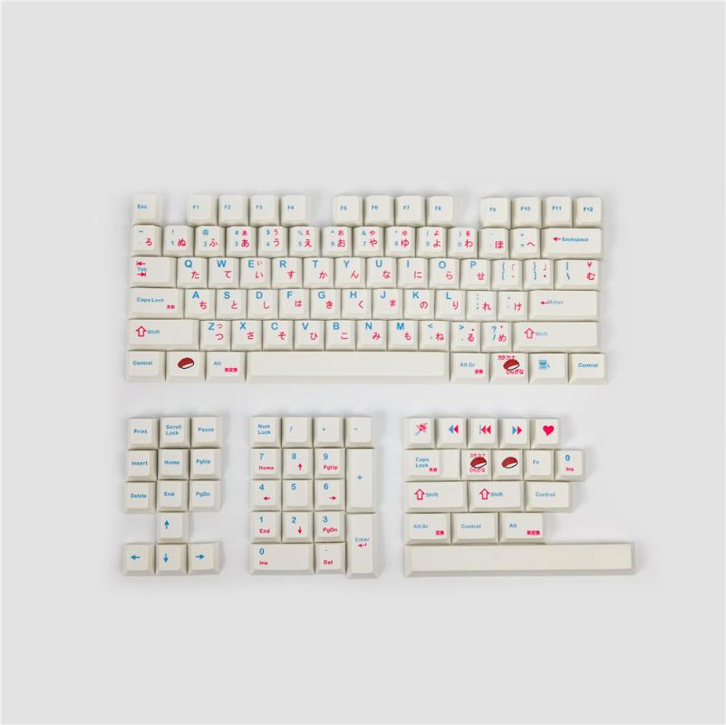 

PBT Sushi Keycaps Japanese Mechanical Keyboard Keycap Full Sets DYE Subbed with 7U Spacebar 1.75U 2U Shift Keys