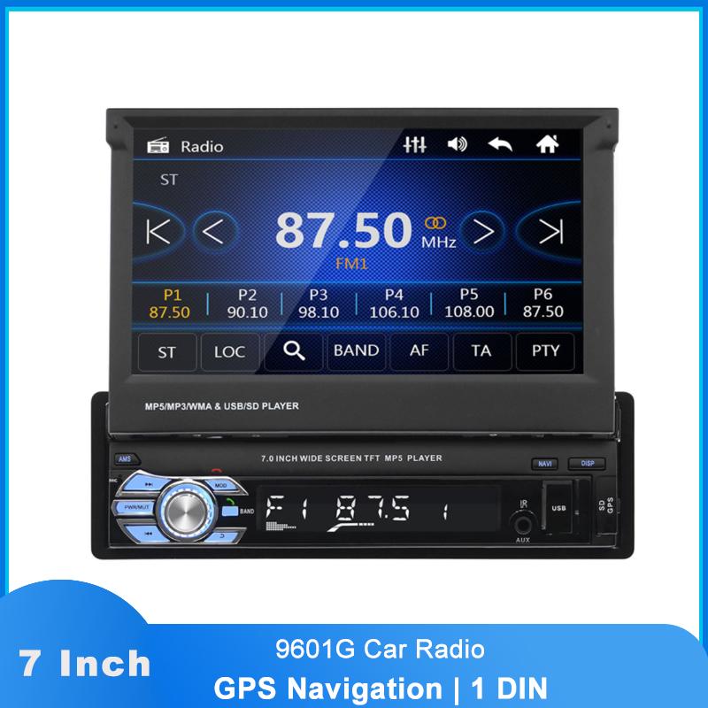

7"HD 1 Din 9601G Car Radio GPS Auto Radio Autoradio Bluetooth GPS Navigation SD FM USB AUX Car Stereo Multimedia Player