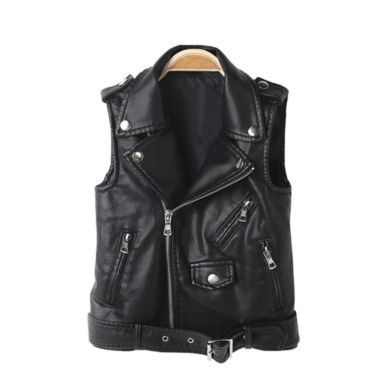 

New Boys Winter Faux Leather Vest Coat Active Teenager Boys Motorcycle Jacket Kids Spring PU Leather Vest Coat 201106, Red