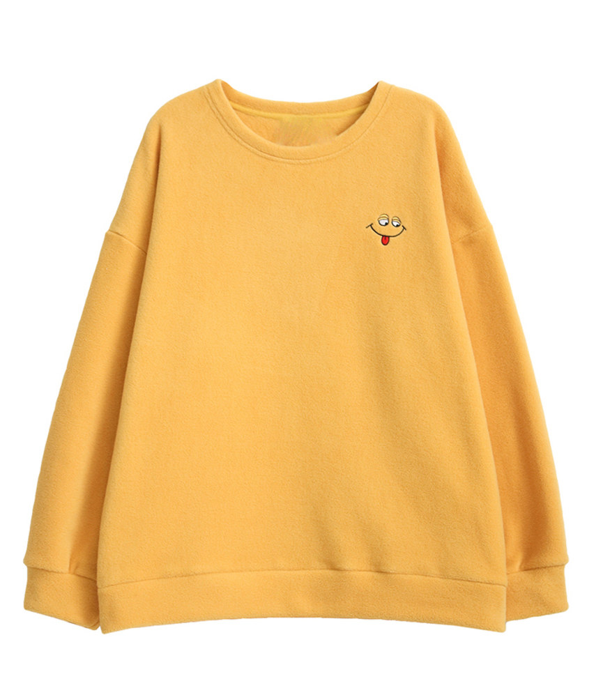 

Women's autumn and winter new loose round neck embroidery thin ins trendy long-sleeved tops are fashionable, Black