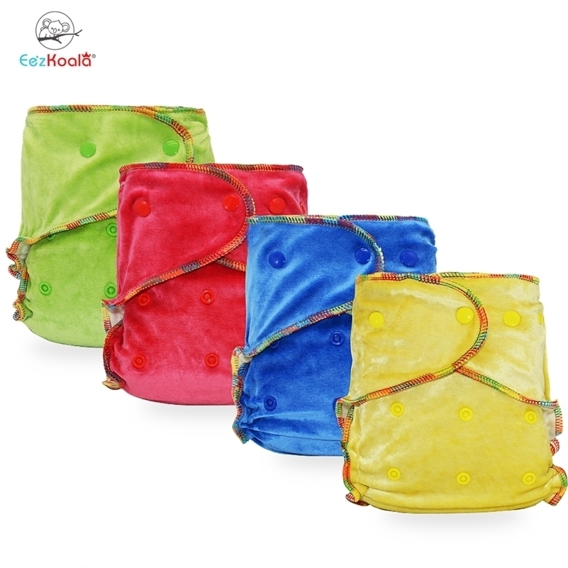 

EezKoala Bamboo Velour Fitted Cloth Diaper Eco-Friendly Reusable Heavy Wetter AI2 Baby AIO Diaper Washable 201117, Cloth baby diaper