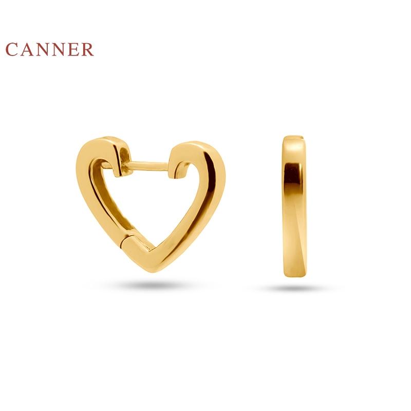

CANNER Heart-shaped Earrings Hoops 925 Sterling Silver Earrings For Women Fashionable Silver Jewelry Zircon Earring Brincos