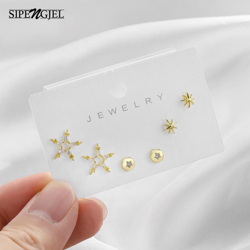 

Stud Fashion Cubic Zirocnia Starfish Earrings Sets Pave Crystal Small Star For Women Korean Jewelry 2021