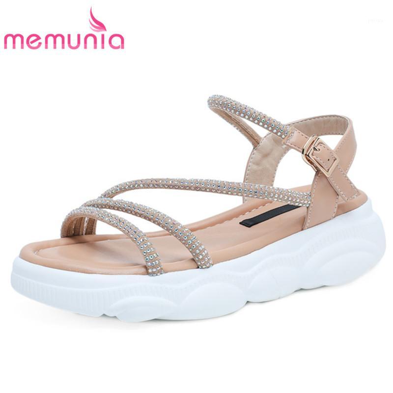 

MEMUNIA 2020 newest flat platform sandals women shoes crystal buckle comfortable casual shoes summer beach sandals ladies1, Gray
