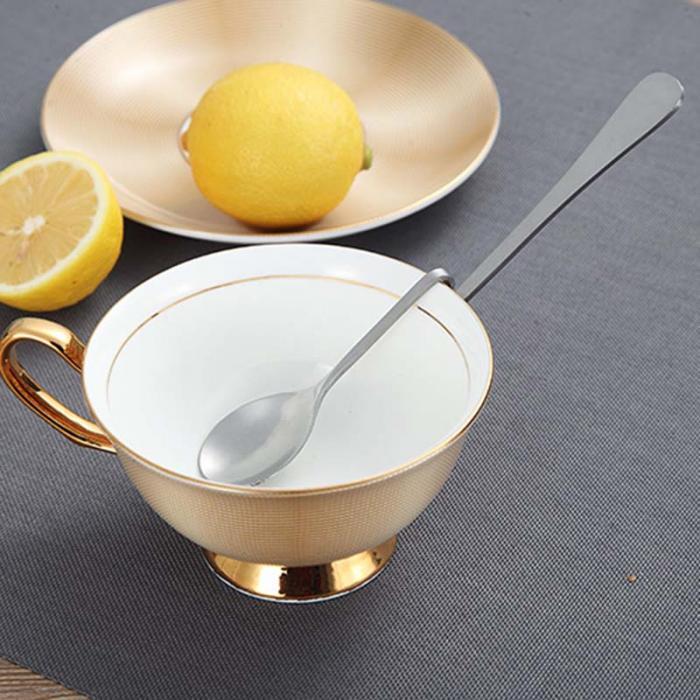 

New Stainless Steel Spoon Coffee Dessert Spoon Soup Grade Ice Cream Teaspoon Tableware Kitchen Tools -30