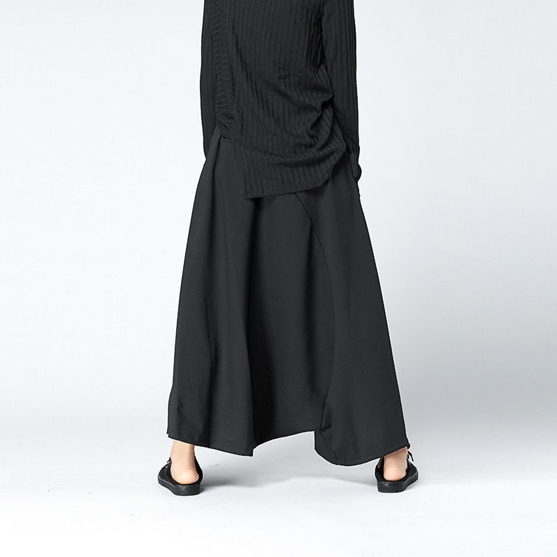 

EAM Spring Autumn Fashion New Supper Loose Hip Hop Cross pants Personality Solid Color Big Size Pants Woman YA63201 201112, Black