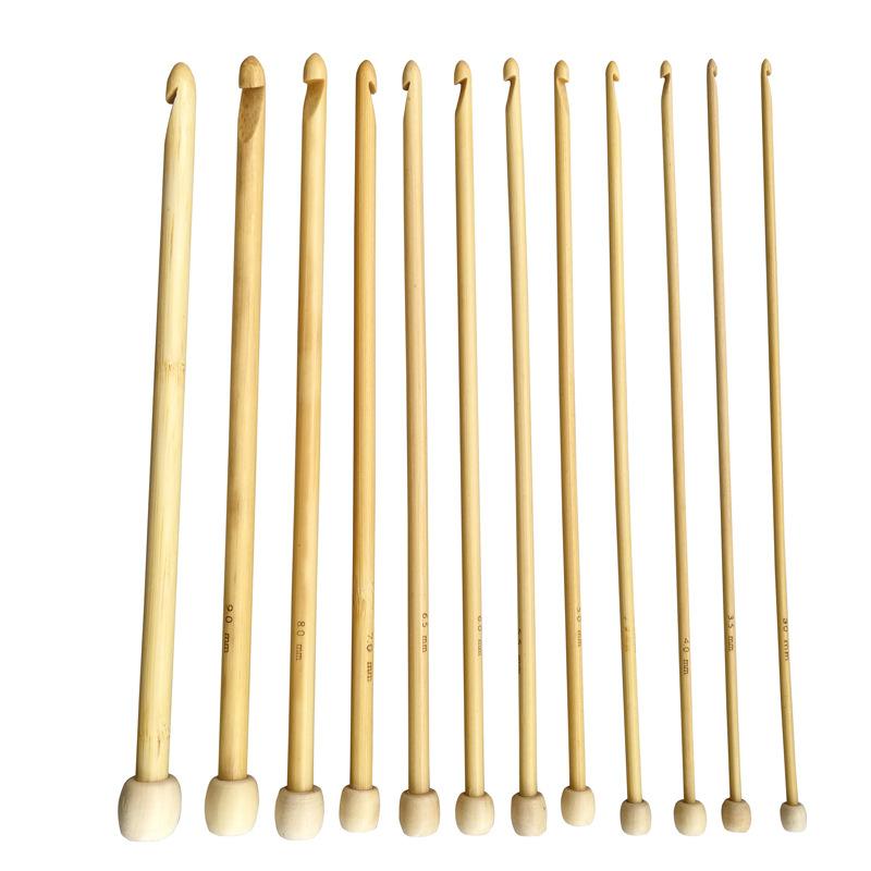 

Sewing Notions & Tools 12Pcs/Set 25Cm Natural Color Bamboo Single Pointed Afghan Tunisian Crochet Hooks Needles