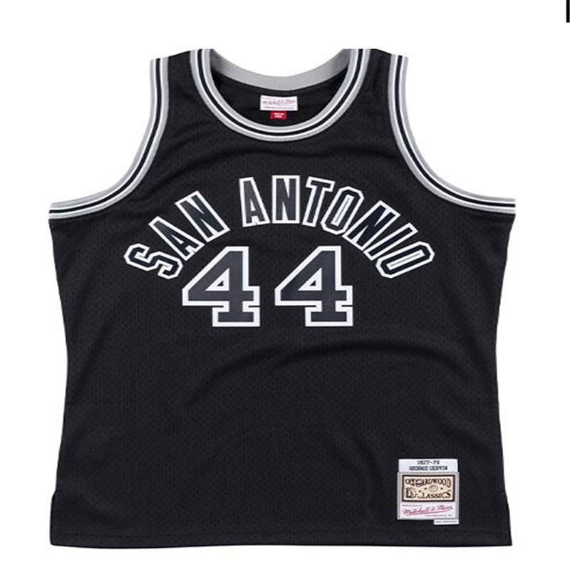 

Men San Antonio Spurs 44 George Gervin Mitchell & Ness Black 1977-78 Hardwoods Classics Swingman Player Jersey, Black;red