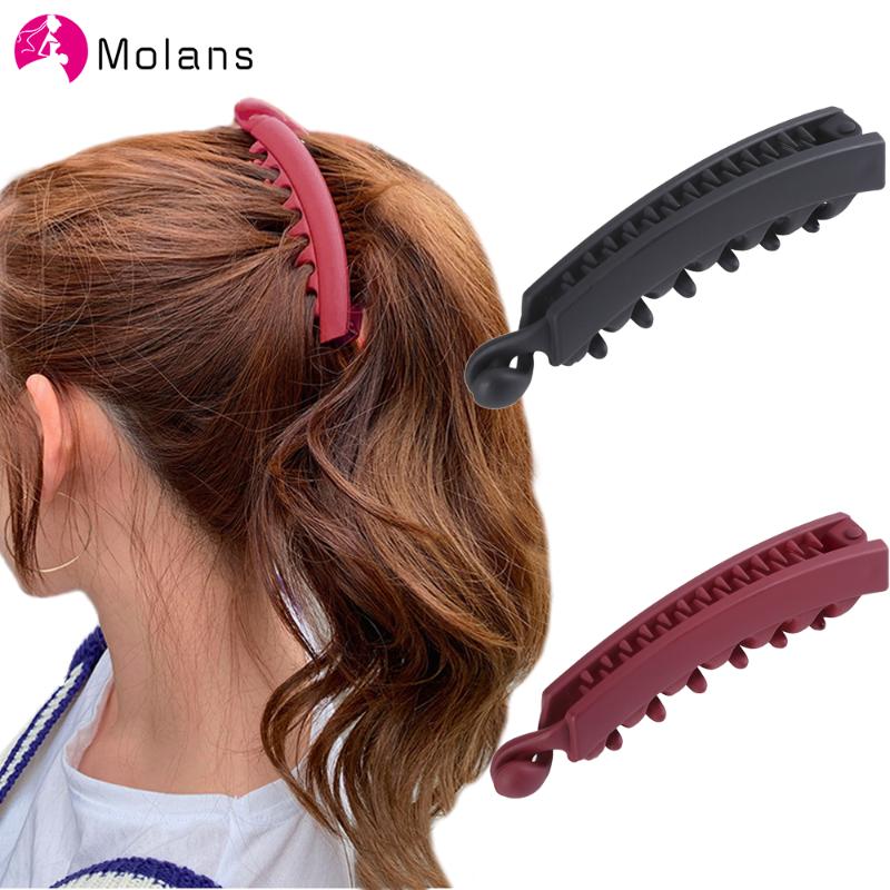 

Molans 2020 Frosted Hair Clips Solid Color Banana Clip Women's Hair Accessories Fashion Ponytail Barrettes Hairpins