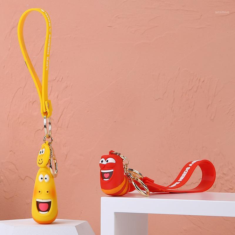 

Larva Bug Keychain Bag Pendant 3d Copy Small Doll Keyring Accessories Sell Like Hot Cakes Cute Glue Action Figure Key Chain1