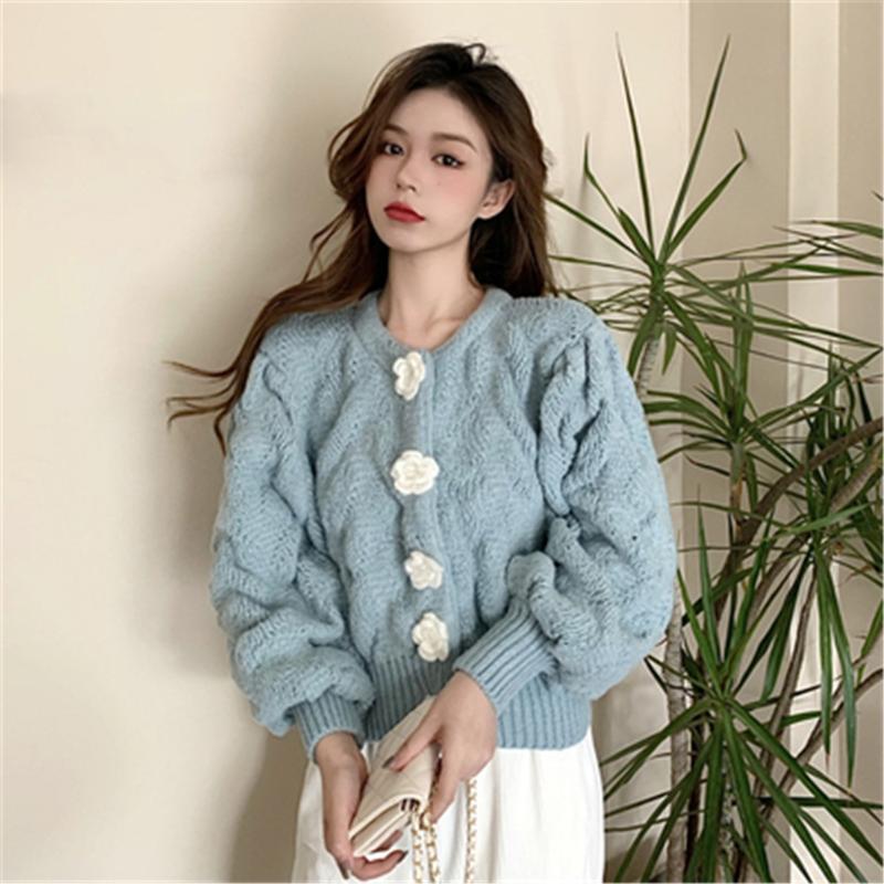 

Women's Knits & Tees Korean Cropped Knitwear Cardigan 2022 Fashion Sweater All-match Sweet Sueter Coat Single-breasted Knitted Pull Femme ZY, White