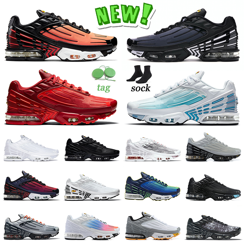 

WITH BOX Designer New Arrival Tn Plus 3 Running Shoes Mens Women Tiger Crimson Red Laser Blue Triple White Black Leather Blud Void Covered in Graphic Prints Tuned Cushi, A4 leather all white 39-45