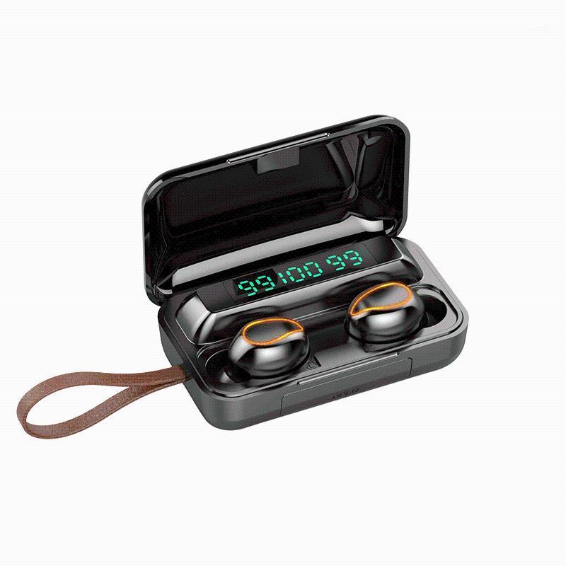 

bluetooth headset earphone Portable power bank charge the phones dazzling lighting effect with rope touch true triple display1, Black