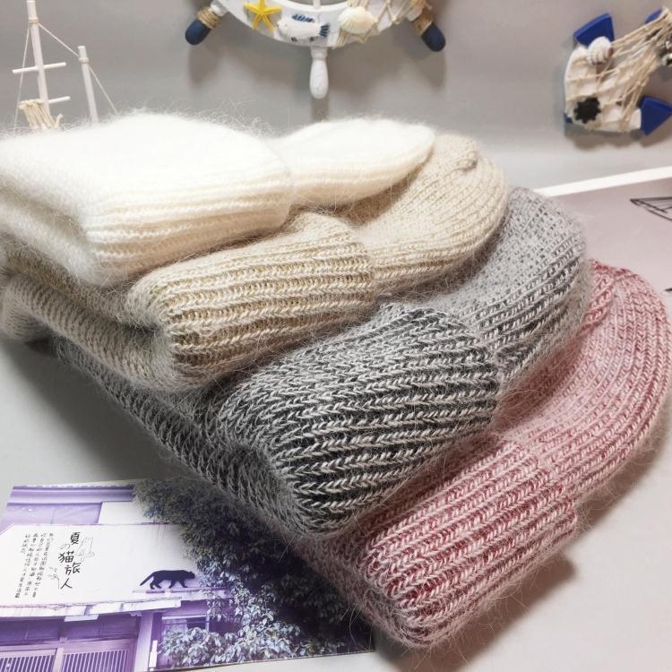 

Fashion Angora Knitted Skullies Beanies Cashmere Beanies Thick Warm Ladies Wool Hat Female Warm Beanie Hats