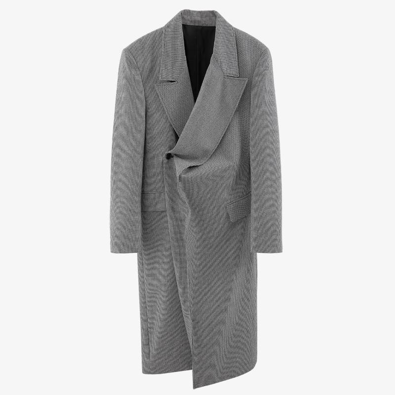 

SuperAen New Design Solid Asymmetrical Cut Handsome Turn Down Collar Full Trench Coat Women, Picture color