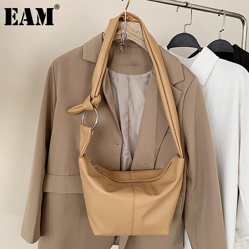 

[EAM] Women New Brief Large Capacity PU Leather Flap Personality All-match Crossbody Shoulder Bag Fashion Tide 2021 18A1360, Beige