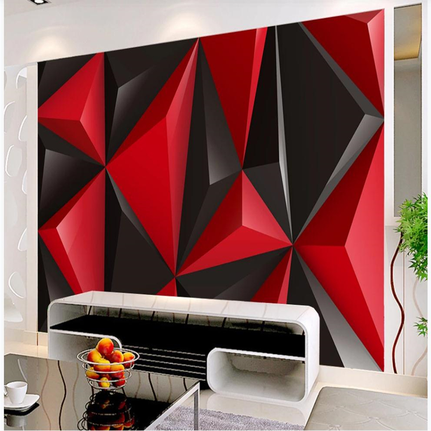 

3D red and black geometric background wall modern wallpaper for living room modern wallpaper for living room