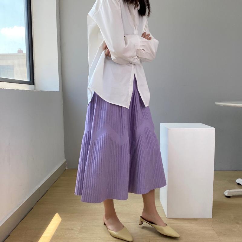 

2020 Autumn Winter Skirts Women High Waist Kintted Skirts Womens Fashion A-Line Skirt Femme Casual Irregular Skirt Streetwear, Black