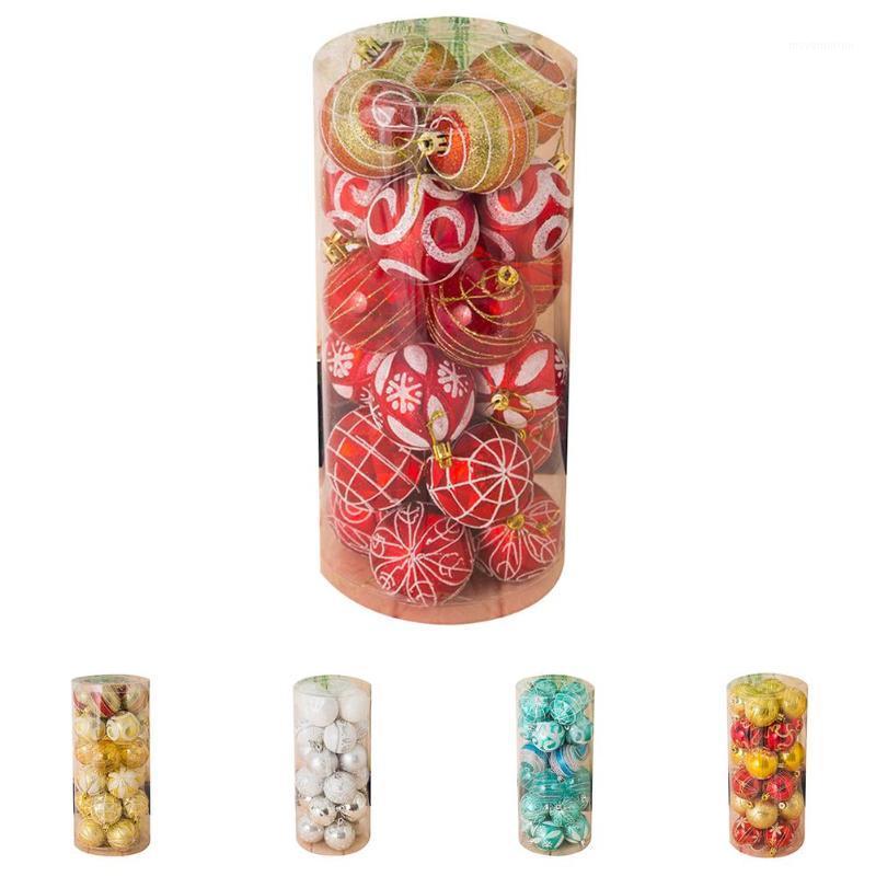 

24pcs Christmas Tree Decorations 6cm Barrels Color Painted Balls High-end Christmas Balls Plastic Painted1