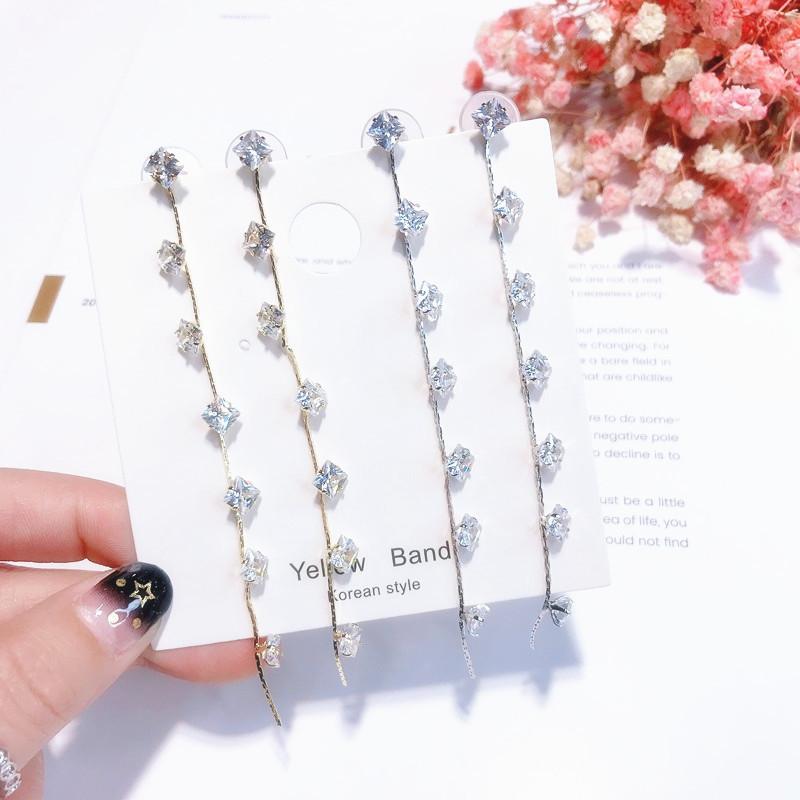 

Needle New Earrings Female Korean Temperament Long Simple Flowing Earrings Crystal Personality Hundred