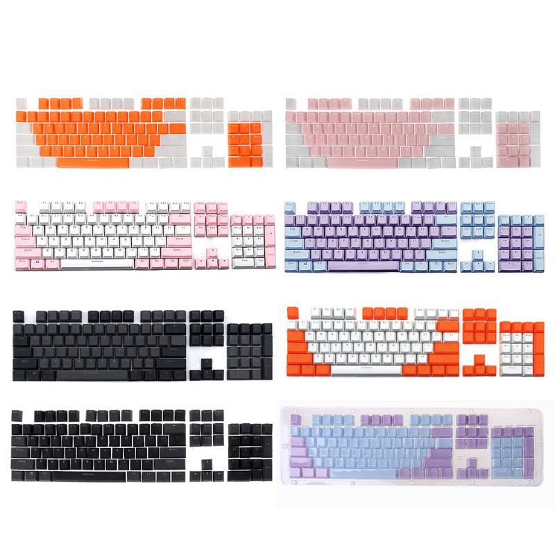 

10 Styles Translucent Double Shot PBT 104 Keycaps Engllish/Russian Translucent Backlight Keycaps For Cherry MX Keyboard Switch