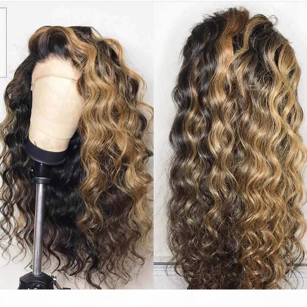 

13x6 Lace Front Human Hair Wigs Brazlian 360 Lace frontal wigs Pre Plucked With Baby Hair loose wave Highlights Honey Blonde full lace, Highlights color