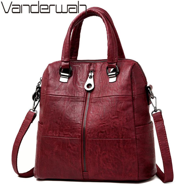 

Women Leather Backpack Fashion Female Shoulder Bag Sac a Dos Femme Travel Ladies Bagpack Mochilas School Bags For Teenage Girls, Black