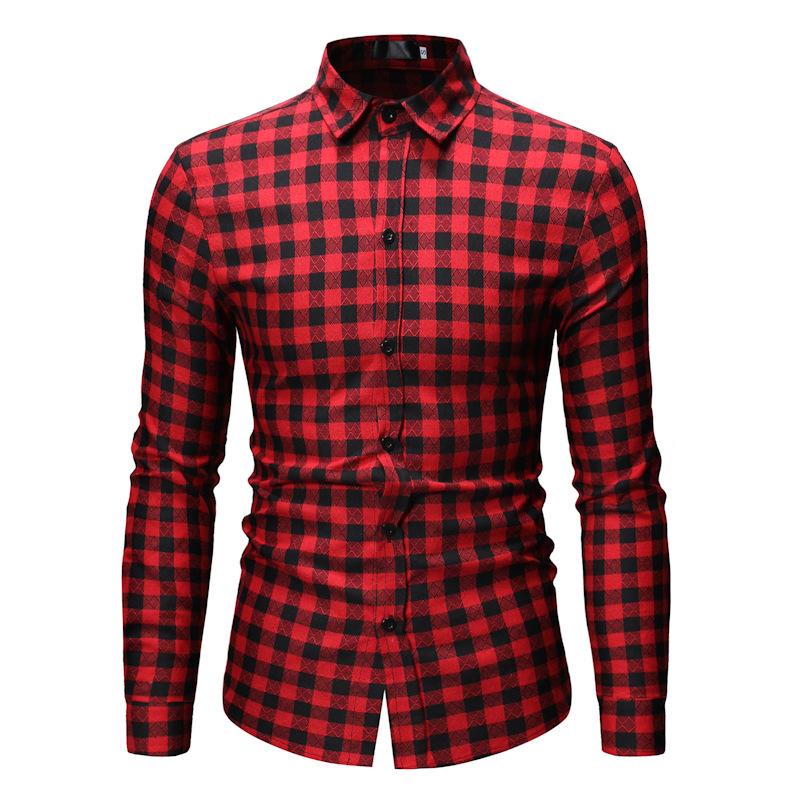 

Men' Fashion Casual Shirt Trend Plaid Long-sleeved Loose Shirt ZT-CS62, Black