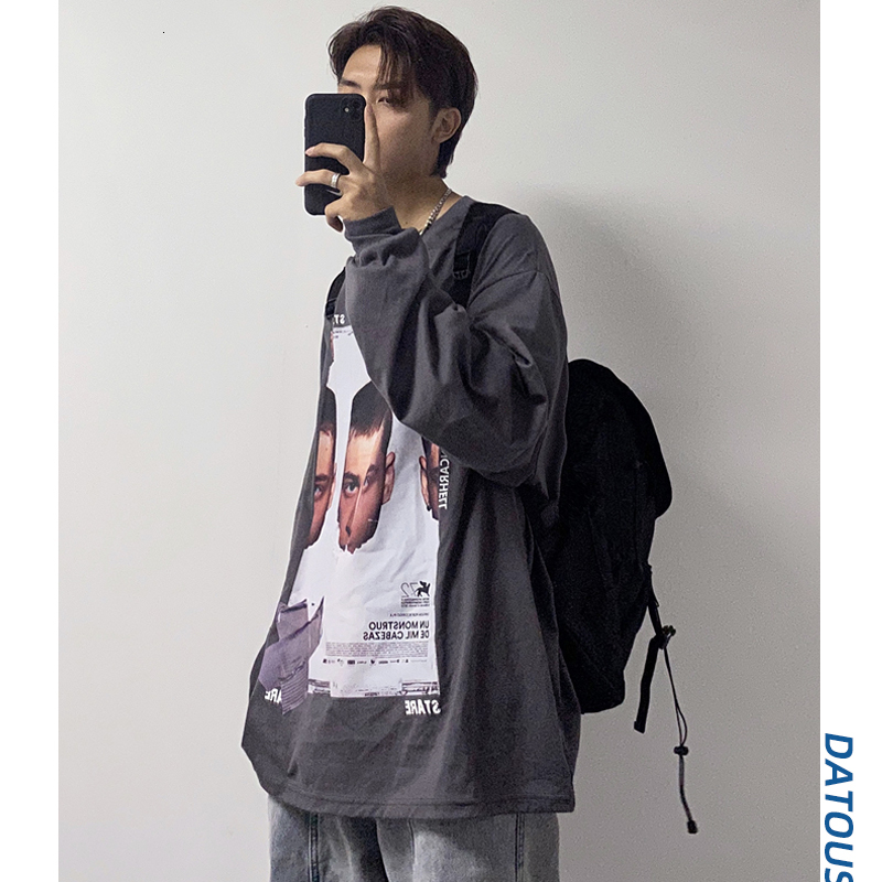 

2021 New Men's Long-sleeve Shirt Fashion Let Loose High Street Plush Sweater Lower Coat in Autumn and Winter 6O2Y, Black