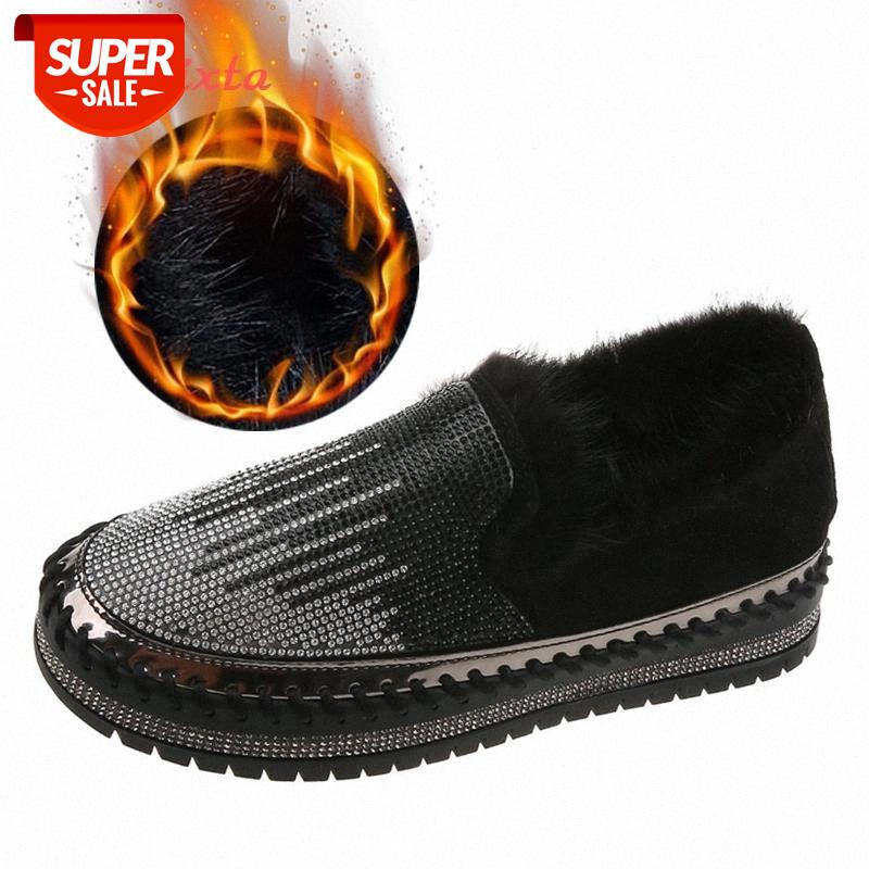 

Aphixta 2020 Winter Warm Real Fur Women's Flats Hairy Shoes Loafers Fashion Female Mujer Zapatillas Thick Sole Casual Loafers #LP7U, Beige