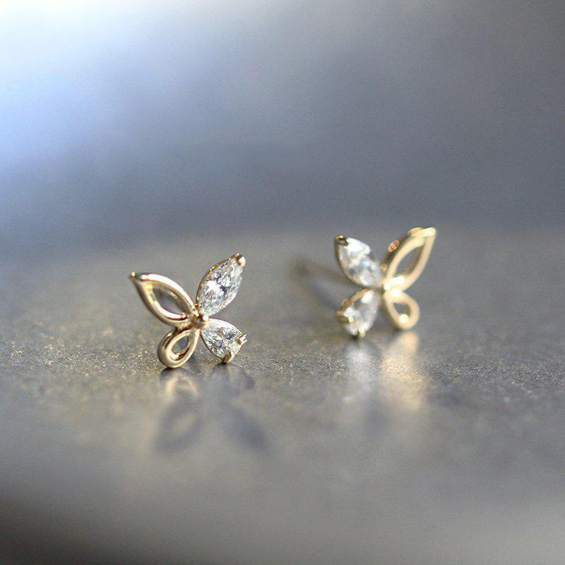 

Double Fair Stud Earrings For Women Girl Small And Exquisite Hollow Out Butterfly Gold Color Flower Gift Fashion Jewelry KBE187