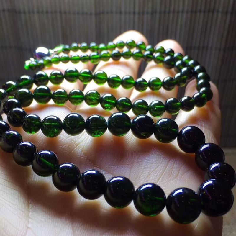 

Genuine Natural Green Tourmaline Crystal Round Clear Beads Jewelry Women Lady Fashion Long Necklace 4-10mm Certificate