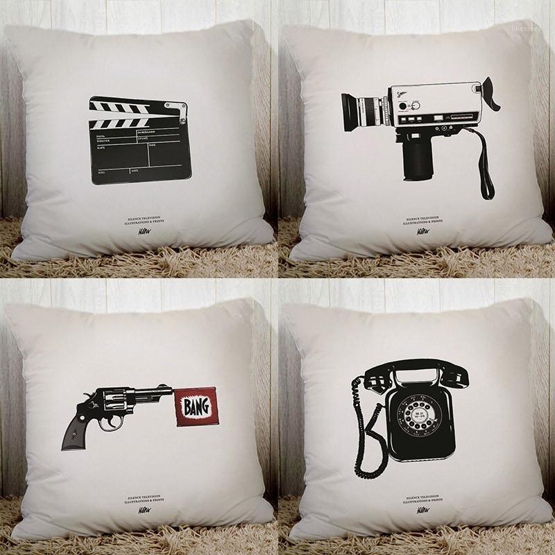 

Art Pistol Telephone Camera Pillow Cover quality polyester Pillowcase Home Decor Sofa Car Seat Cushion Cover Pillow Case 45x45cm1