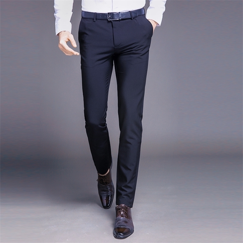 

New Fashion High Quality Cotton Men Suit Pants Straight Spring Autumn Long Male Classic Business Casual Trousers Full Length 201106, Beige