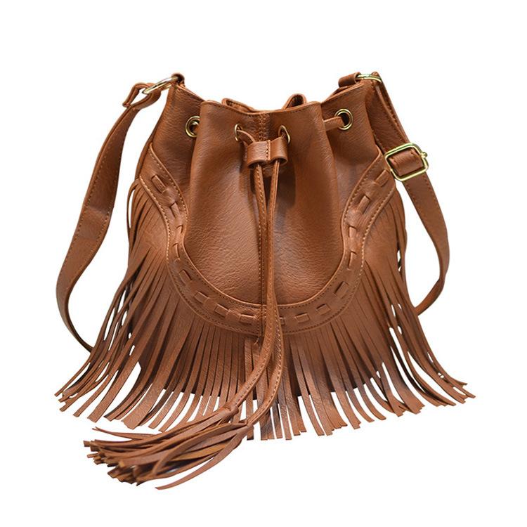 

PU Leather Fringe Tassel Bags Women Handbag Messenger Crossbody Shoulder Bag Woman Lady Bohemian Hippie Hobo Bag, 04
