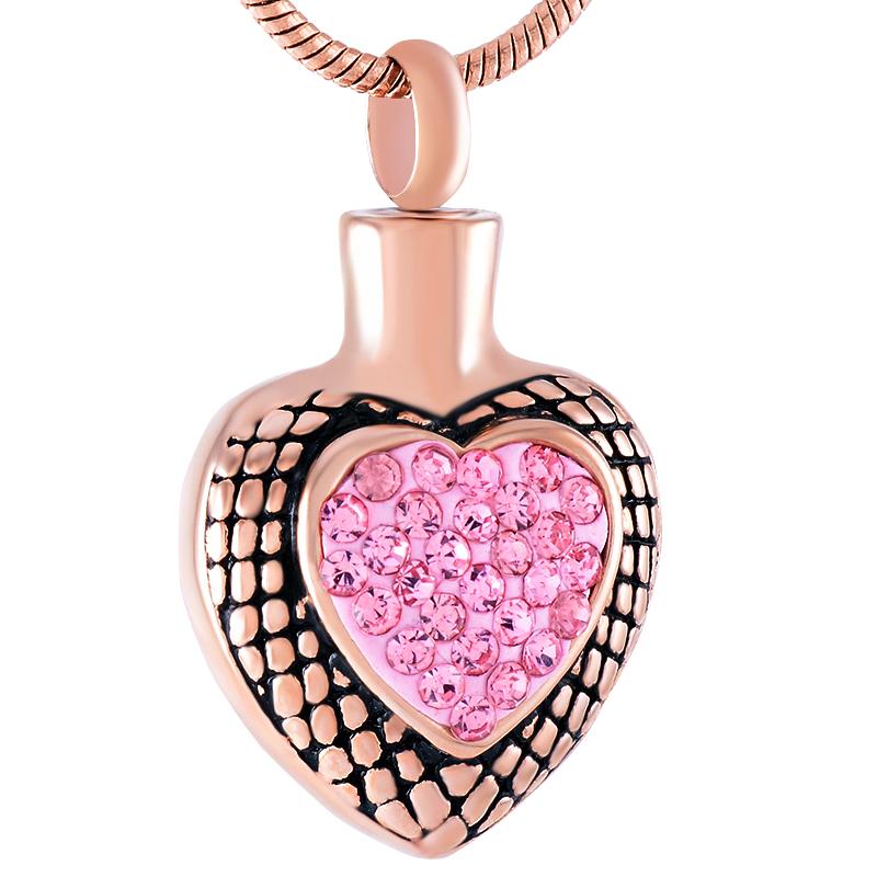 

Crystal Heart Shaped Stainless Steel Cremation Pendant for Ashes Commemorative Necklace Jewelry Keepsake Pendant IJD9422